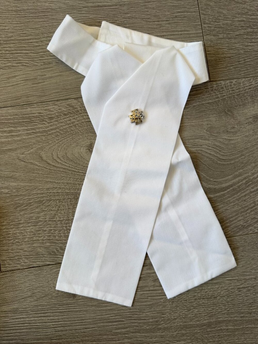 White Pre-Tied Equestrian Stock Tie with Pin Size 1